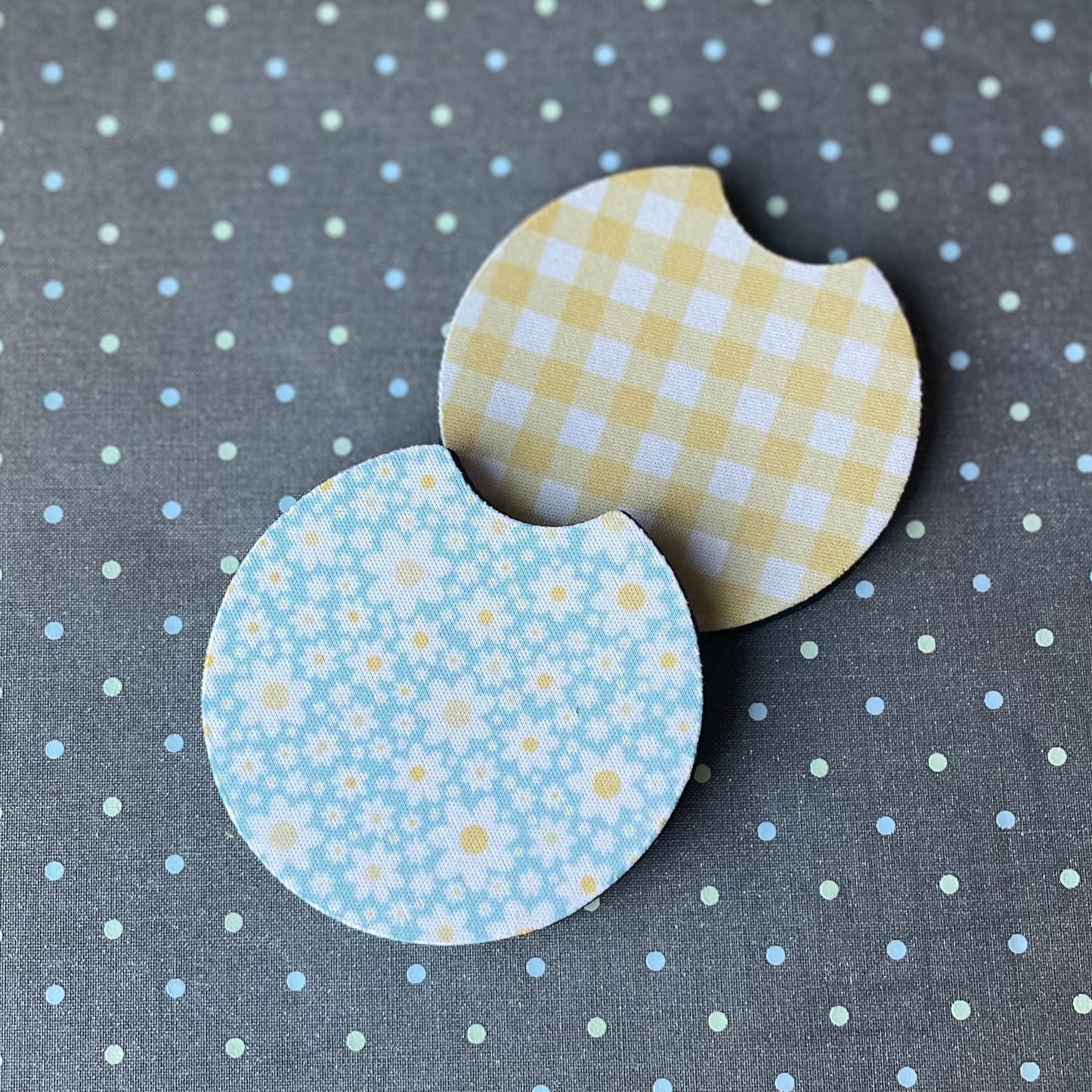 Daisy Plaid Car Coasters