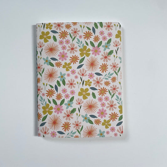 Orange Flower Pattern Pocket Notebook